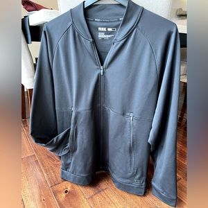 Michael Strahan black polyester jacket size large. Two pocket front!